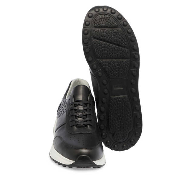 Siyah Deri Erkek Sneaker - E24I1AY56708-A43 - 4