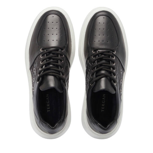 Siyah Deri Erkek Sneaker - E24I1AY56710-A23 - 5