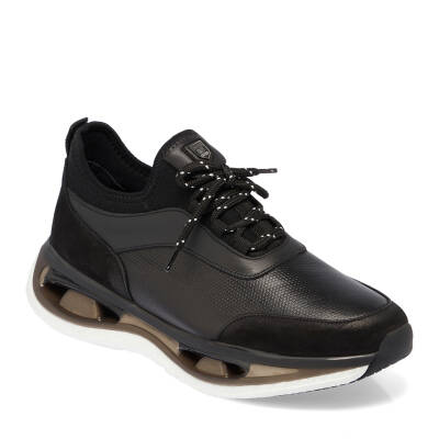Siyah Deri Erkek Sneaker - E24I1AY56797-A23 - 1