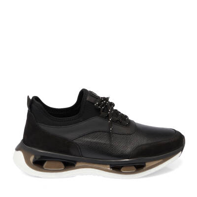 Siyah Deri Erkek Sneaker - E24I1AY56797-A23 - 3