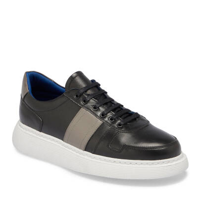  Siyah Deri Erkek Sneaker - E24I1AY56810-A43 - 1