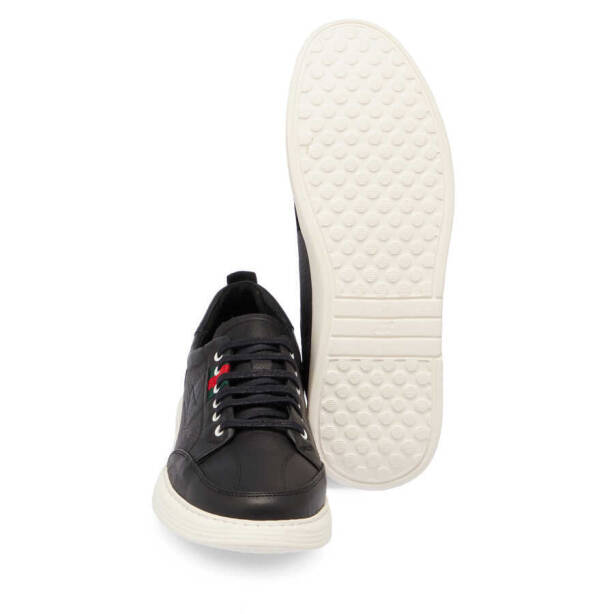 Siyah Deri Erkek Sneaker - E24I1AY56813-A23 - 4