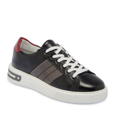  Siyah Deri Erkek Sneaker - E24I1AY56816-A23 