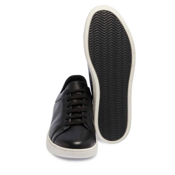 Siyah Deri Erkek Sneaker - E24I1AY56825-A23 - 4