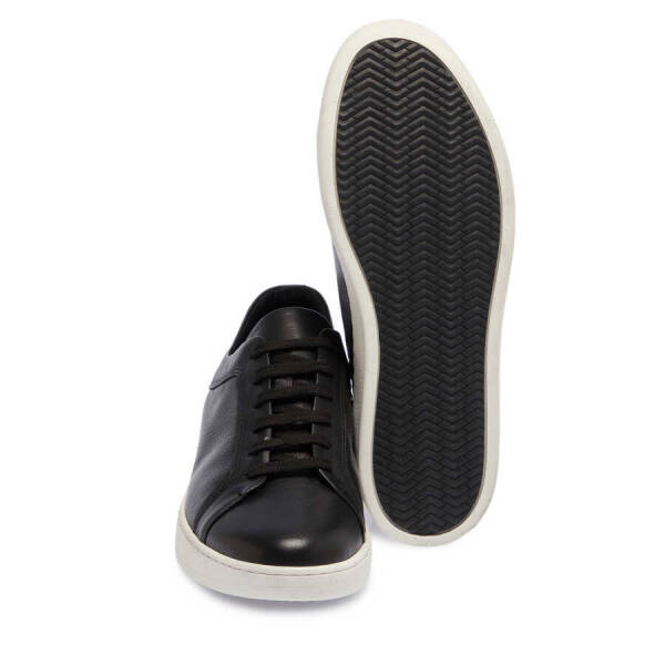 Siyah Deri Erkek Sneaker - E24I1AY56825-A23 - 4