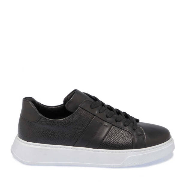 Siyah Hakiki Deri Erkek Sneaker - E24I1AY56840-A23 - 3