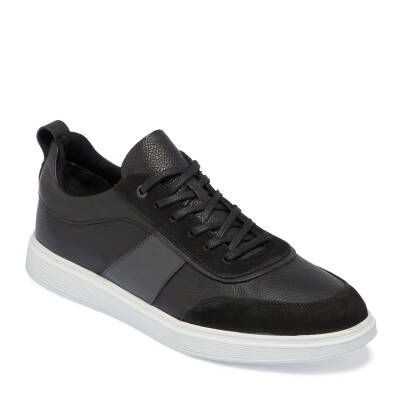 Siyah Deri Erkek Sneaker - E24I1AY56842-A23 