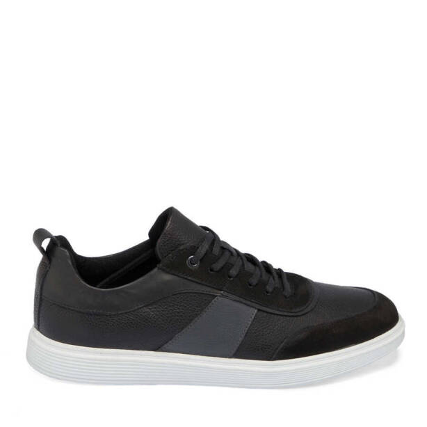Siyah Deri Erkek Sneaker - E24I1AY56842-A23 - 3