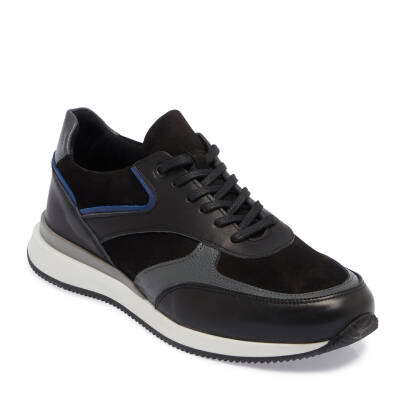  Siyah Deri Erkek Sneaker - E24I1AY56852-A23 