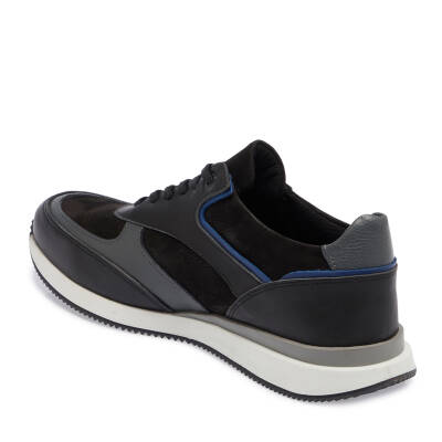  Siyah Deri Erkek Sneaker - E24I1AY56852-A23 - 2