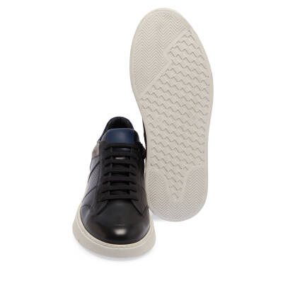 Siyah Deri Erkek Sneaker - E24I1AY56864-A43 - 4
