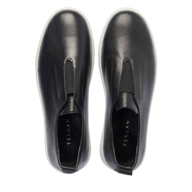 Siyah Hakiki Deri Erkek Sneaker - E24I1AY56879-A41 - 5