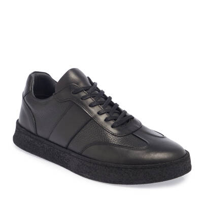  Siyah Deri Erkek Sneaker - E24I1AY56896-A43 - 1