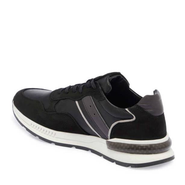 Siyah Hakiki Deri Erkek Sneaker - E24I1AY56913-A64 - 3