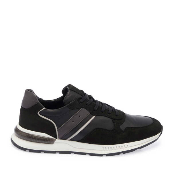 Siyah Hakiki Deri Erkek Sneaker - E24I1AY56913-A64 - 1
