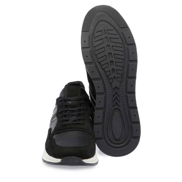 Siyah Hakiki Deri Erkek Sneaker - E24I1AY56913-A64 - 4