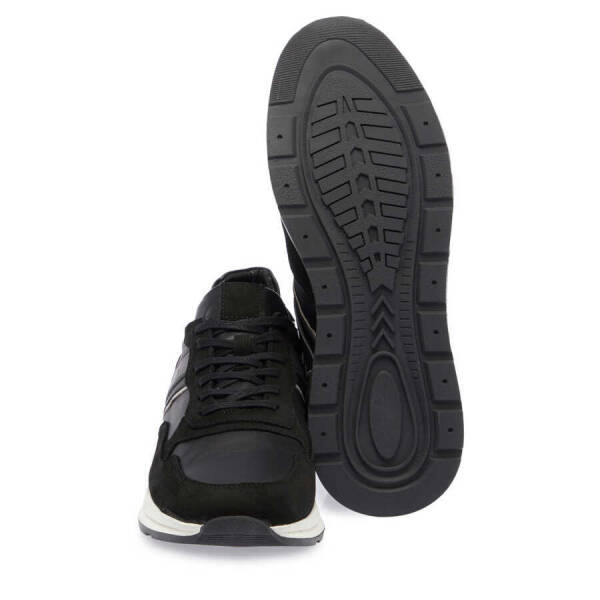 Siyah Hakiki Deri Erkek Sneaker - E24I1AY56913-A64 - 4