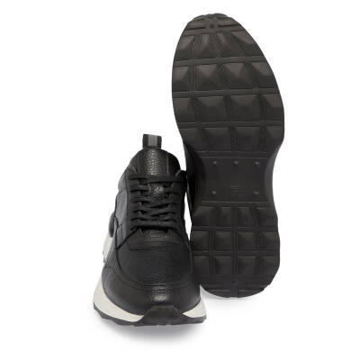 Siyah Deri Erkek Sneaker - E24S1AY56934-A41 - 4