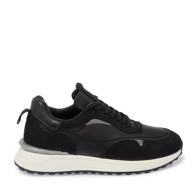 Siyah Deri Erkek Sneaker - E24S1AY56936-A23 - 3