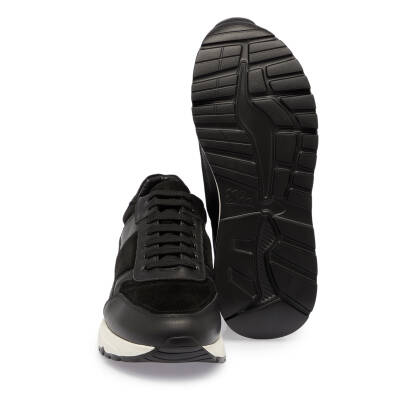 Siyah Deri Erkek Sneaker - E24S1AY56974-A43 - 4