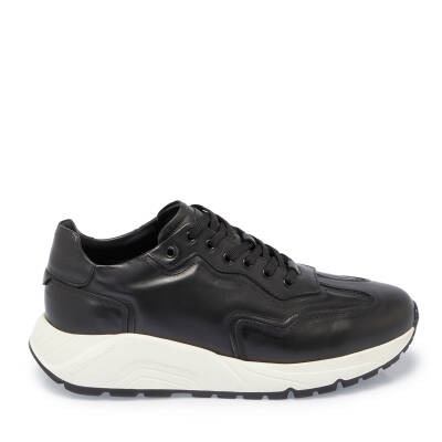 Siyah Deri Erkek Sneaker - E24S1AY56975-A43 - 3