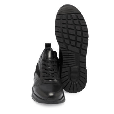 Siyah Deri Erkek Sneaker - E24S1AY57026-A23 - 4