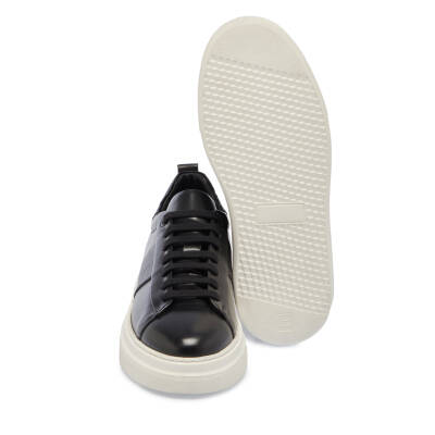Siyah Deri Erkek Sneaker - E24S1AY57066-A43 - 4
