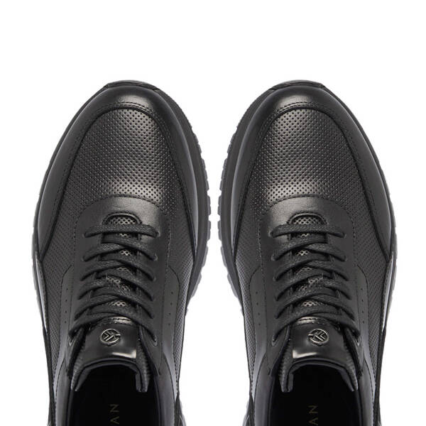 Siyah Deri Erkek Sneaker - E24S1AY57077-A23 - 5