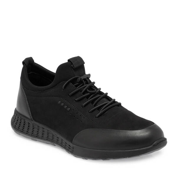 Siyah Deri Erkek Sneaker - E24S1AY57079-B31 - 1