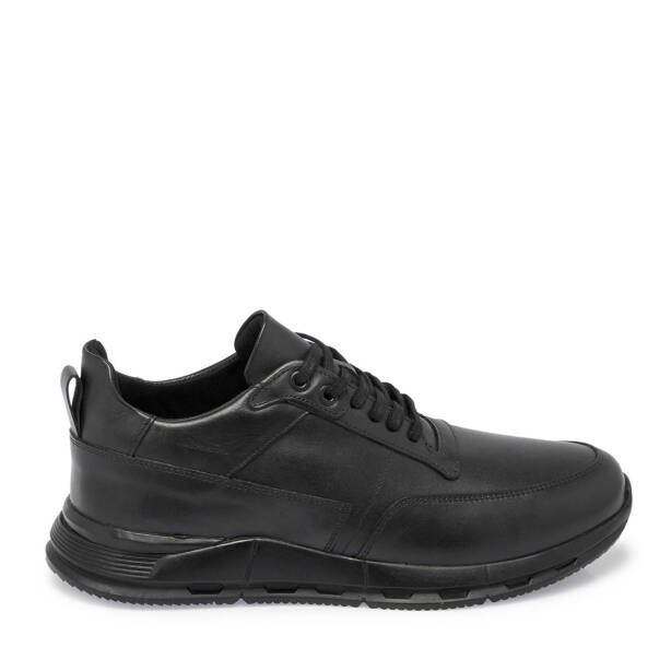 Siyah Deri Erkek Sneaker - E24S1AY57097-A23 - 3
