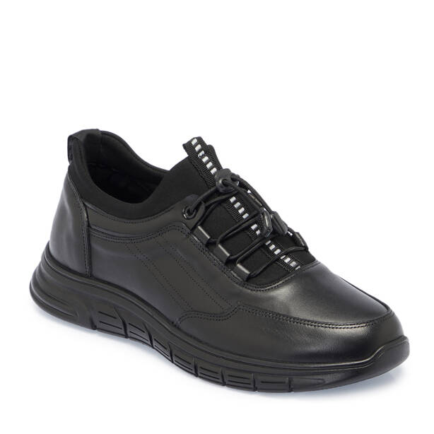 Siyah Deri Erkek Sneaker - E24S1AY57246-A23 - Tergan