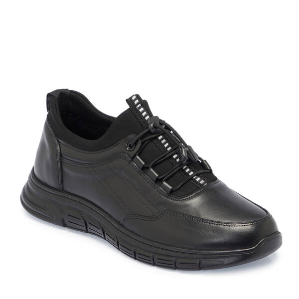 Siyah Deri Erkek Sneaker - E24S1AY57246-A23 - 1