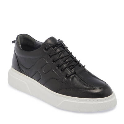 Siyah Deri Erkek Sneaker - E25I1AY57167-A23 - 1