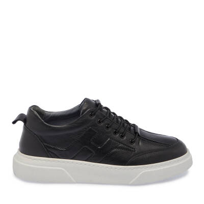 Siyah Deri Erkek Sneaker - E25I1AY57167-A23 - 3