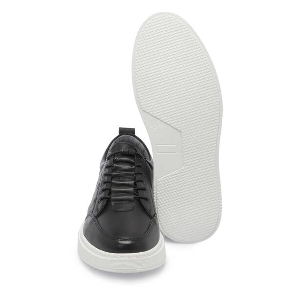Siyah Hakiki Deri Erkek Sneaker - E25I1AY57168-A23 - 4