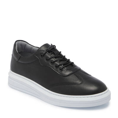 Siyah Deri Erkek Sneaker - E25I1AY57169-A23 - 1