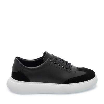 Siyah Deri Erkek Sneaker - E25I1AY57223-A23 - 3