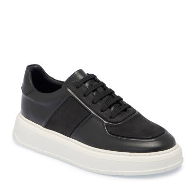 Siyah Deri Erkek Sneaker - E25I1AY57235-B31 - 1