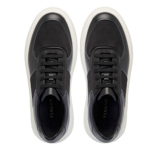 Siyah Hakiki Deri Erkek Sneaker - E25I1AY57235-B31 - 5