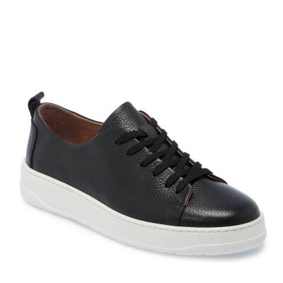 Siyah Deri Erkek Sneaker - E25I1AY57268-A23 - 1