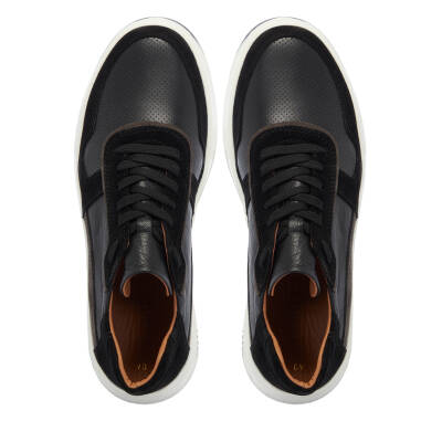 Siyah Deri Erkek Sneaker - E25I1AY57270-A23 - 5