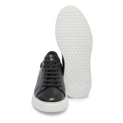 Siyah Deri Erkek Sneaker - E25I1AY57272-A23 - 4