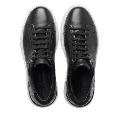 Siyah Deri Erkek Sneaker - E25I1AY57272-A23 - 5