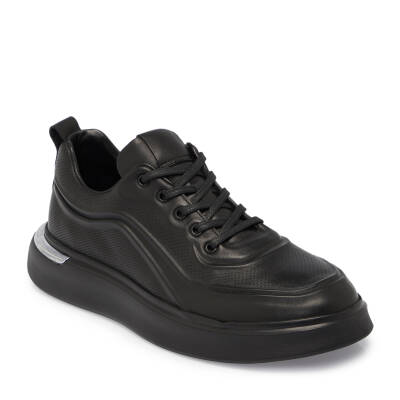 Siyah Deri Erkek Sneaker - E25I1AY57276-A23 