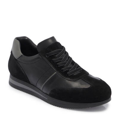 Siyah Deri Erkek Sneaker - E25I1AY57277-A23 - 1