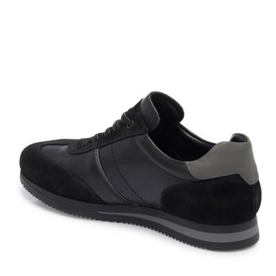 Siyah Deri Erkek Sneaker - E25I1AY57277-A23 - 2