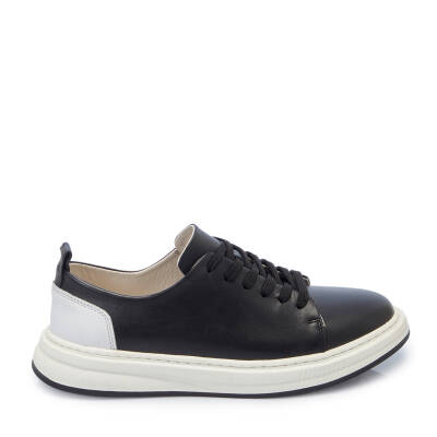 Siyah Deri Erkek Sneaker - E25I1AY57282-A23 - 3