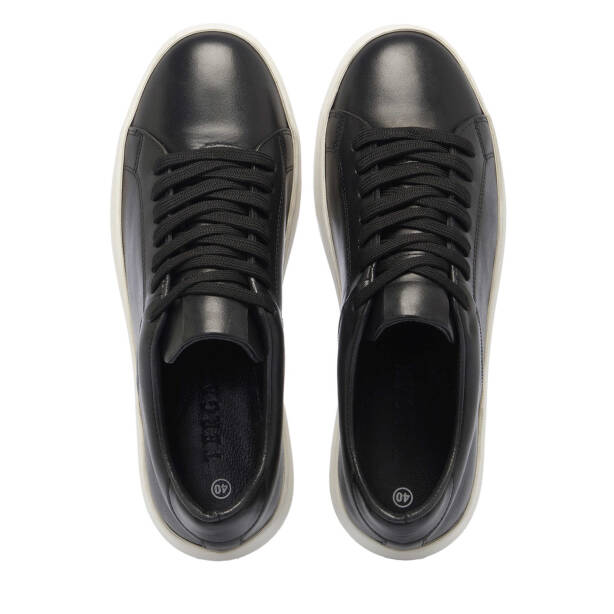 Siyah Hakiki Deri Erkek Sneaker - E25I1AY57292-A23 - Tergan