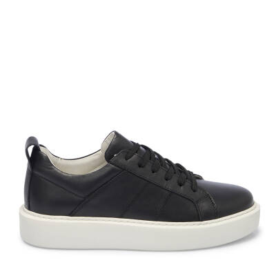 Siyah Deri Erkek Sneaker - E25I1AY57299-A23 - 3