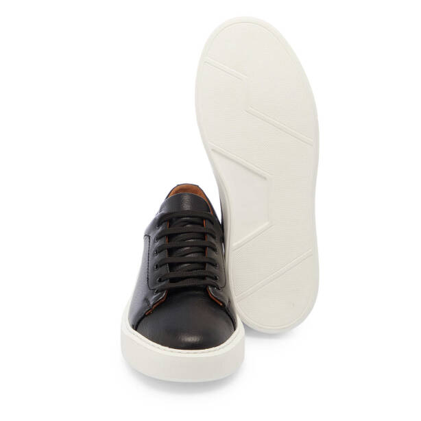 Siyah Hakiki Deri Erkek Sneaker - E25I1AY57301-A41 - 4